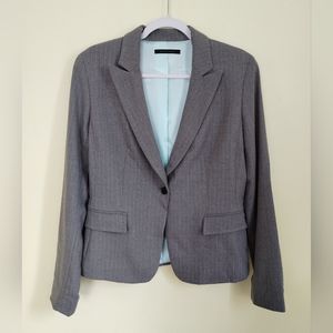 Elie Tahari Wool Blend Jacket Blazer One Button Front Size 10 Gray
